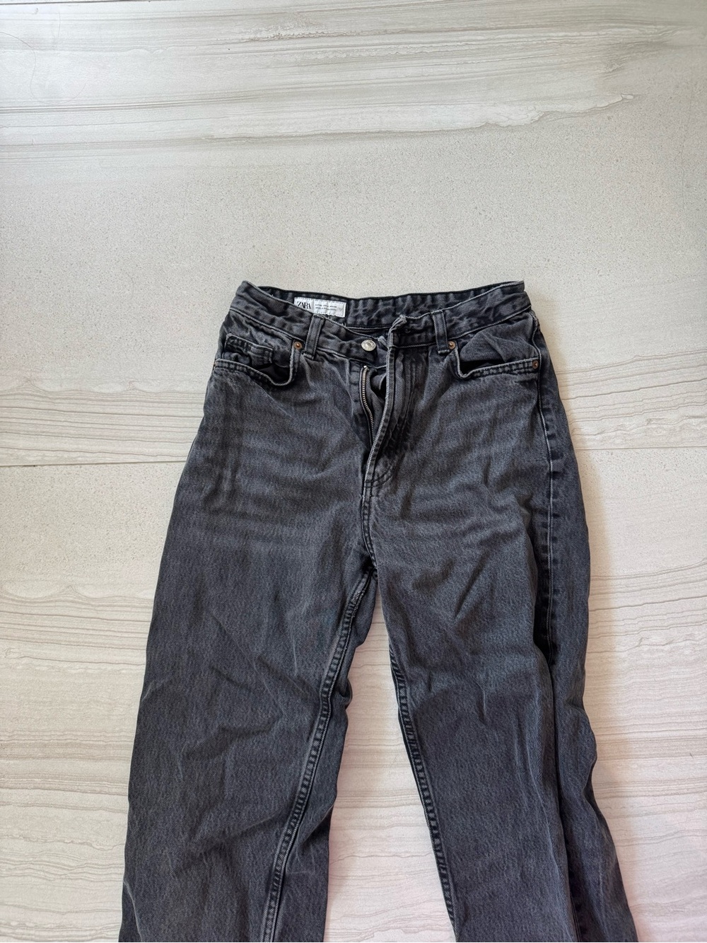Zara Black Washed Denim Jeans